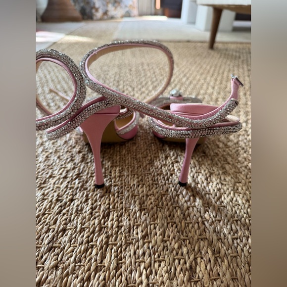 Mach & Mach Double Bow Satin Pumps Pink 110mm - Picture 13 of 14